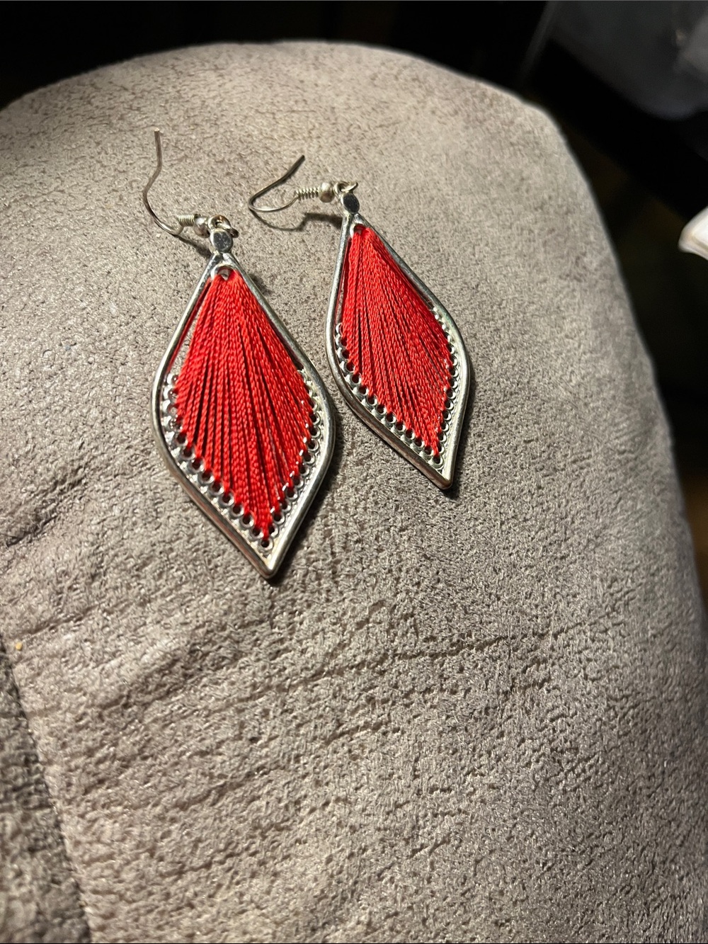 Red Thread Teardrop Dangle Earrings - Women Jewelry 1543